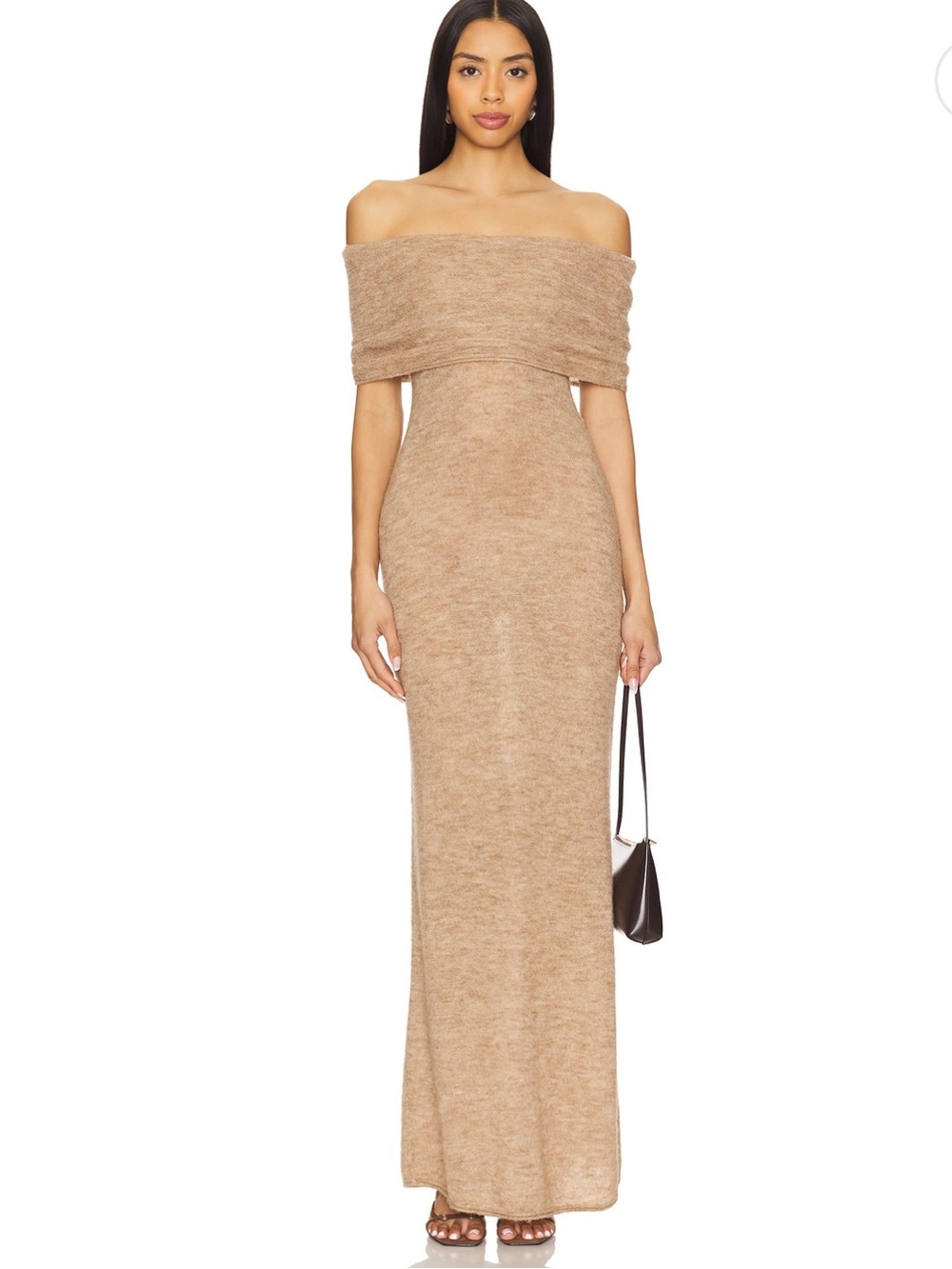 NEW MAJORELLE Off-Shoulder Maxi Dress in Beige